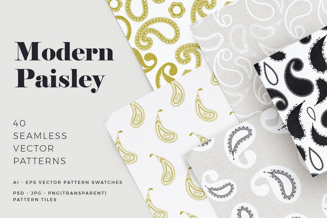 Modern-Paisley-Seamless-Patterns 30+ Best Photoshop Patterns of 2018 (Free & Pro) design tips 