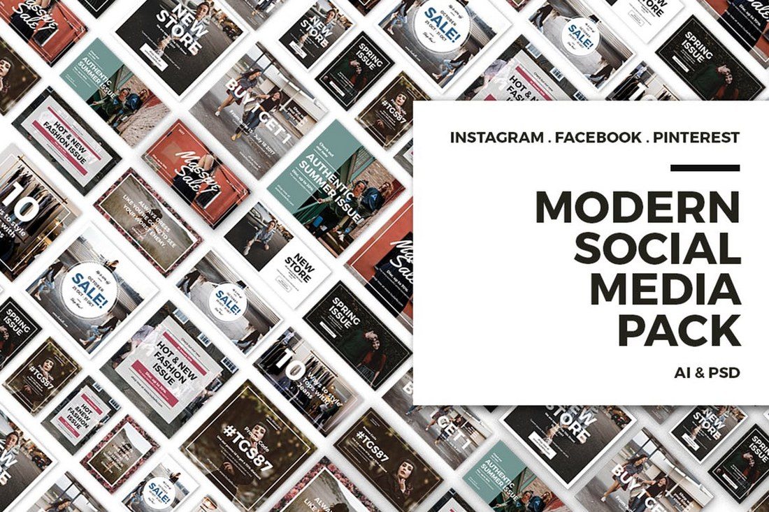 Modern-Social-Media-Post-Bundle 20+ Best Social Media Kit Templates & Graphics design tips 