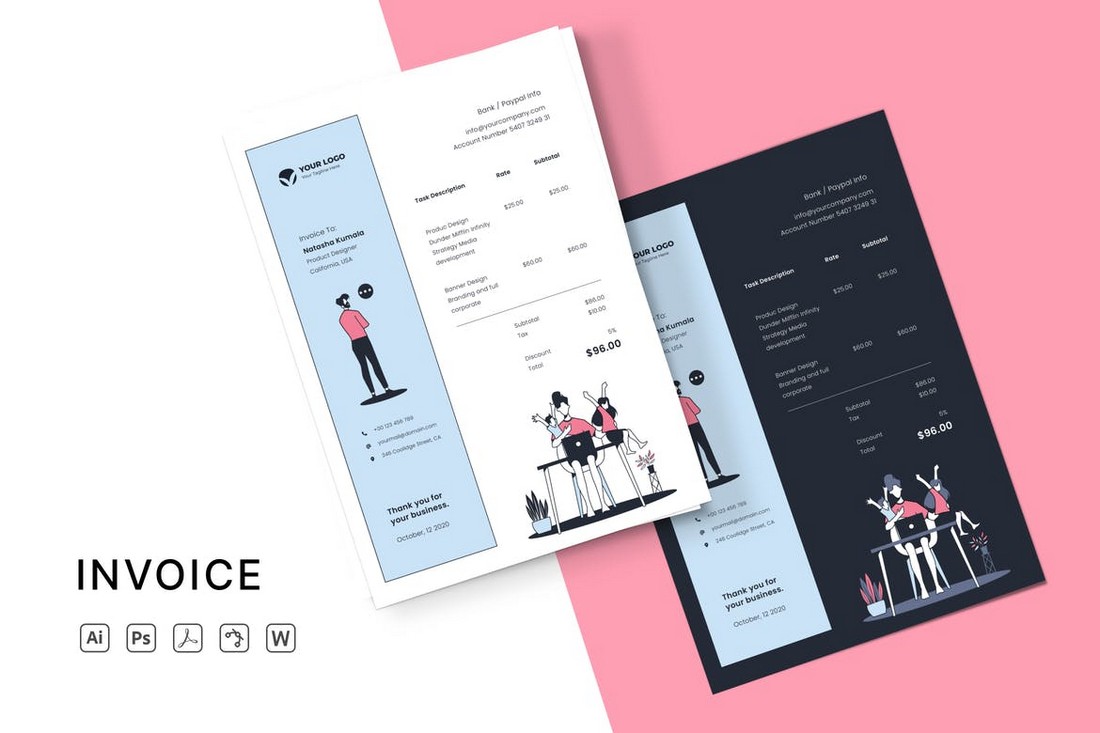 Modern Word Invoice Template