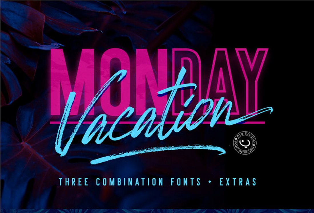 Monday-Vacation-Free-Font-Duo 30+ Best YouTube Fonts (For Thumbnails + Videos) 2020 design tips 