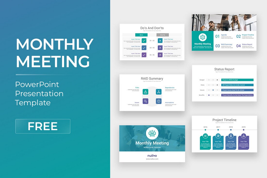 Monthly Meeting Free PowerPoint Template