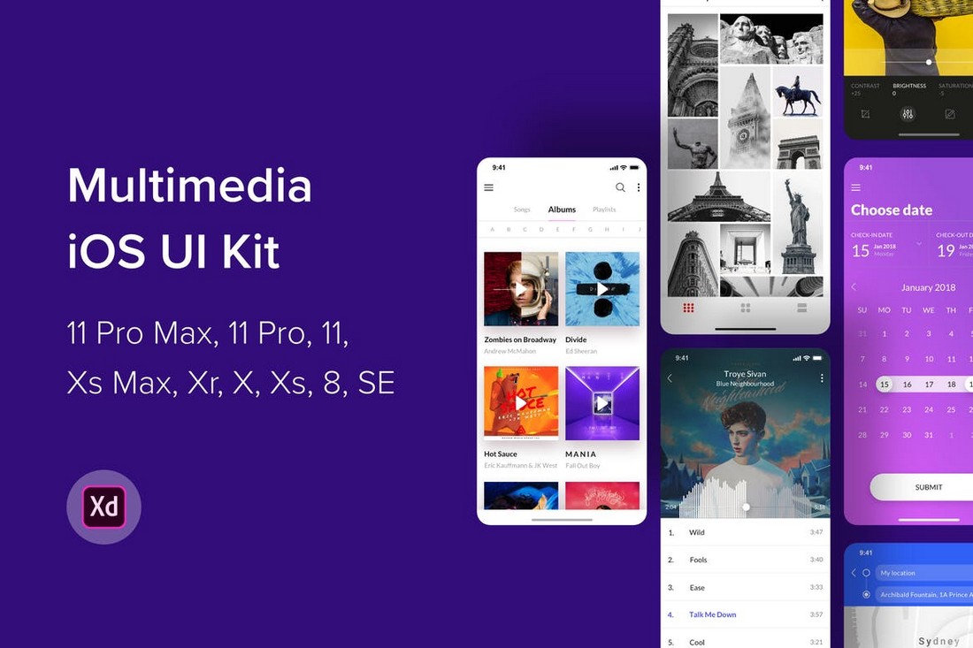 Multimedia-iOS-UI-Kit-for-Adobe-XD 30+ Best Adobe XD UI Kits + Templates 2020 design tips 