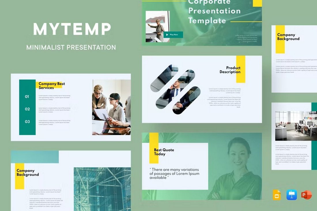 Mytemp - طرح زمینه حداقلی Google Slides