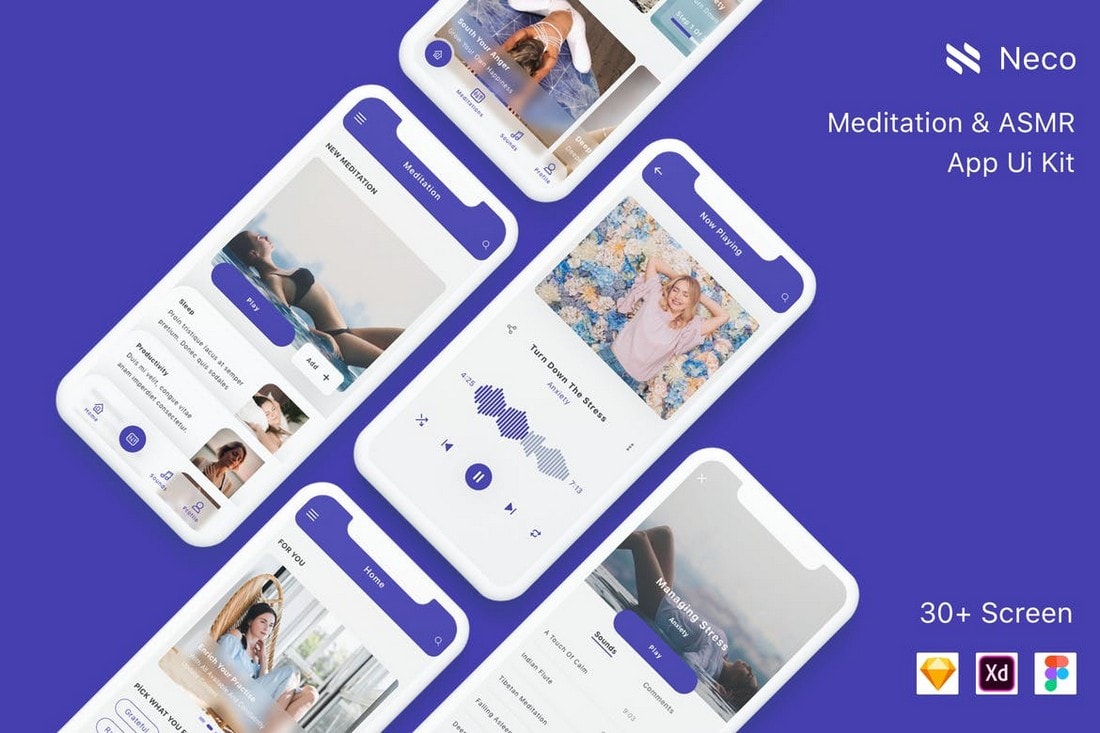 Neco-Meditation-App-UI-Kit 25+ Best Mobile App UI Design Examples + Templates design tips Inspiration 