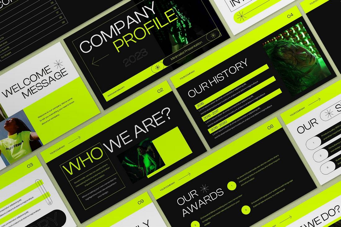 Neon Minimalist Company Profile Presentation