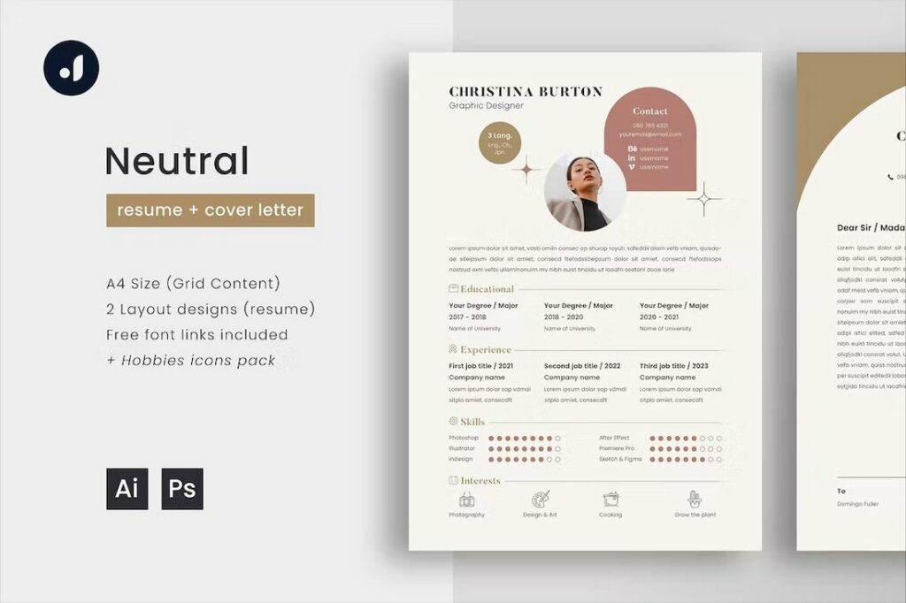 25 Best Minimal Resume Templates - Neutral Classy Minimal Resume Template 1024x682 