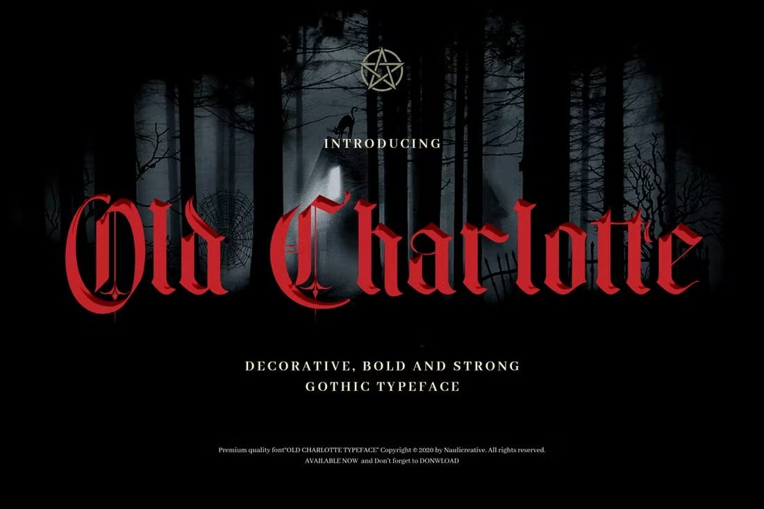 Old Charlotte - Fonte Gótica Antiga em Inglês Decorativo