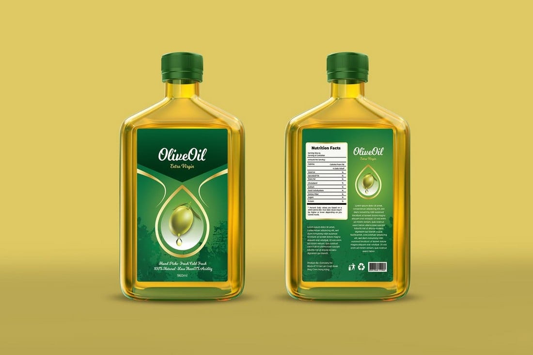 Olive Oil Bottle Label Template.