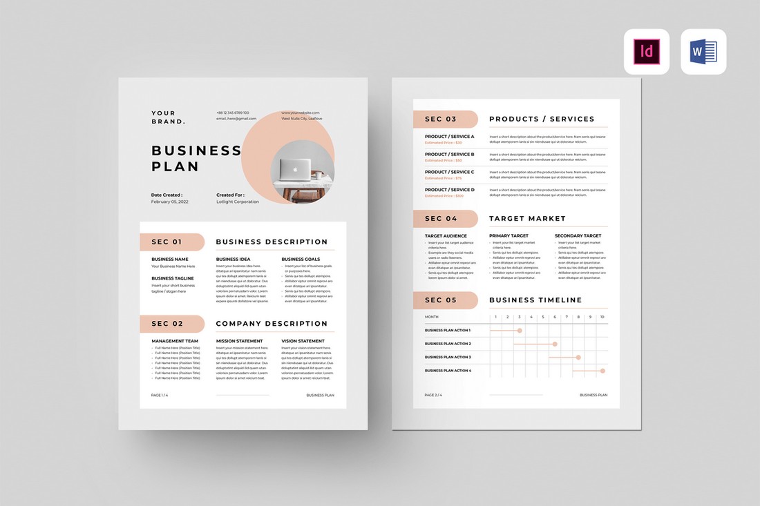 free business plan template word