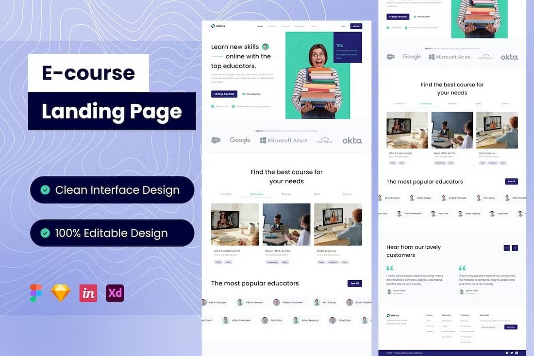 Online Course Landing Page UI KIT for Adobe XD