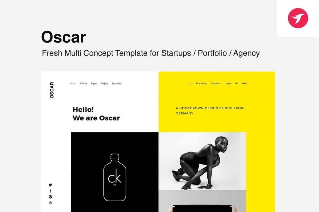 Oscar-Template-for-Startups-Portfolio-Agency 10 Best Graphic Design Portfolio Examples + Templates design tips 