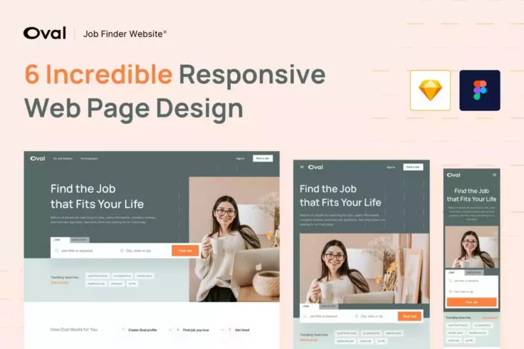View Information about Oval Job Finder Sketch Website Template Kit