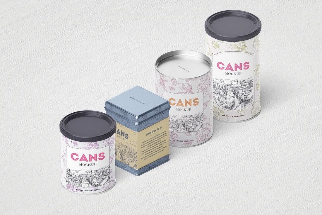 Packaging-Cans-Mockup 40+ Stunning Food, Drink & Packaging Design Mockups design tips 