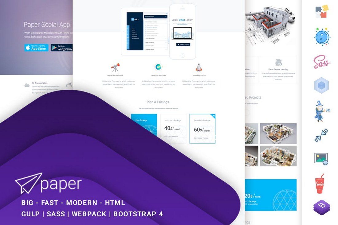 Paper-Multipurpose-Template 30+ Clean & Minimal Landing Page Templates design tips 