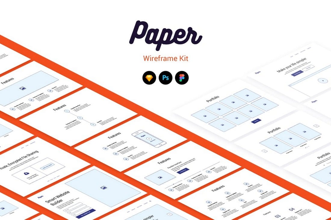 Paper Wireframe Kit Sketch Templates