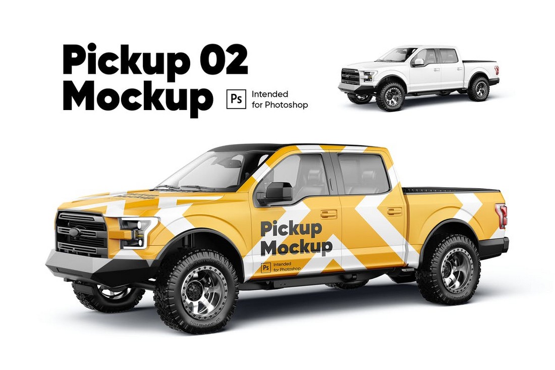 Pickup-Truck-Mockup-Template 20+ Car & Van Decal and Wrap Mockup Templates design tips 