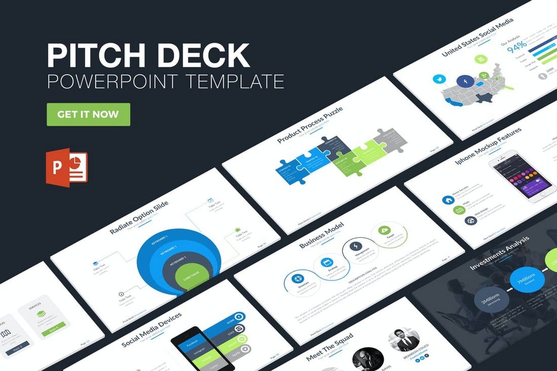 Pitch Deck Powerpoint Template linkedin