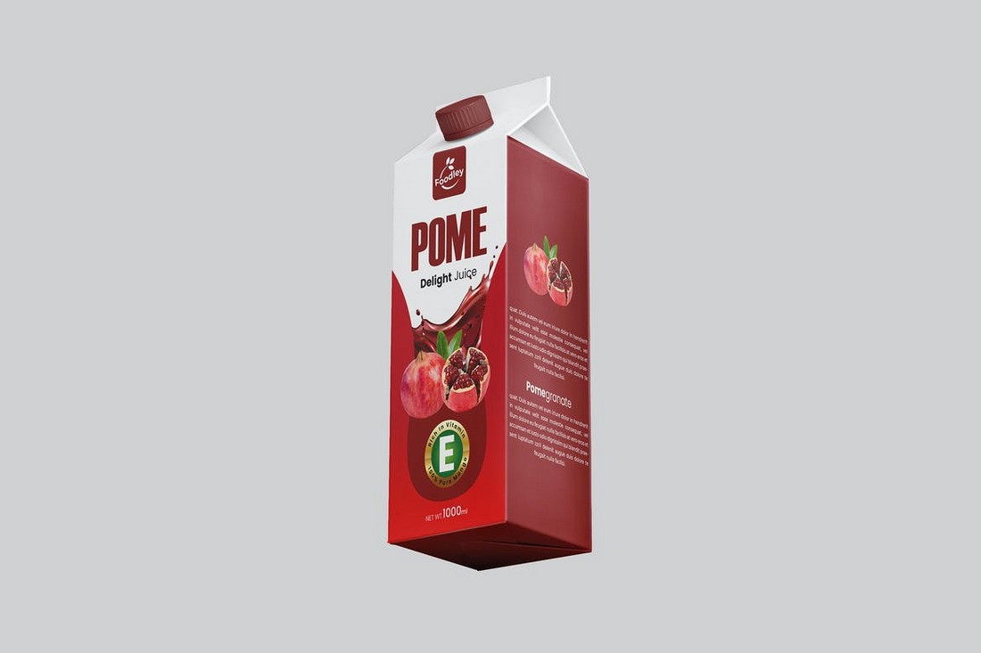 Pomegranate juice box packaging template