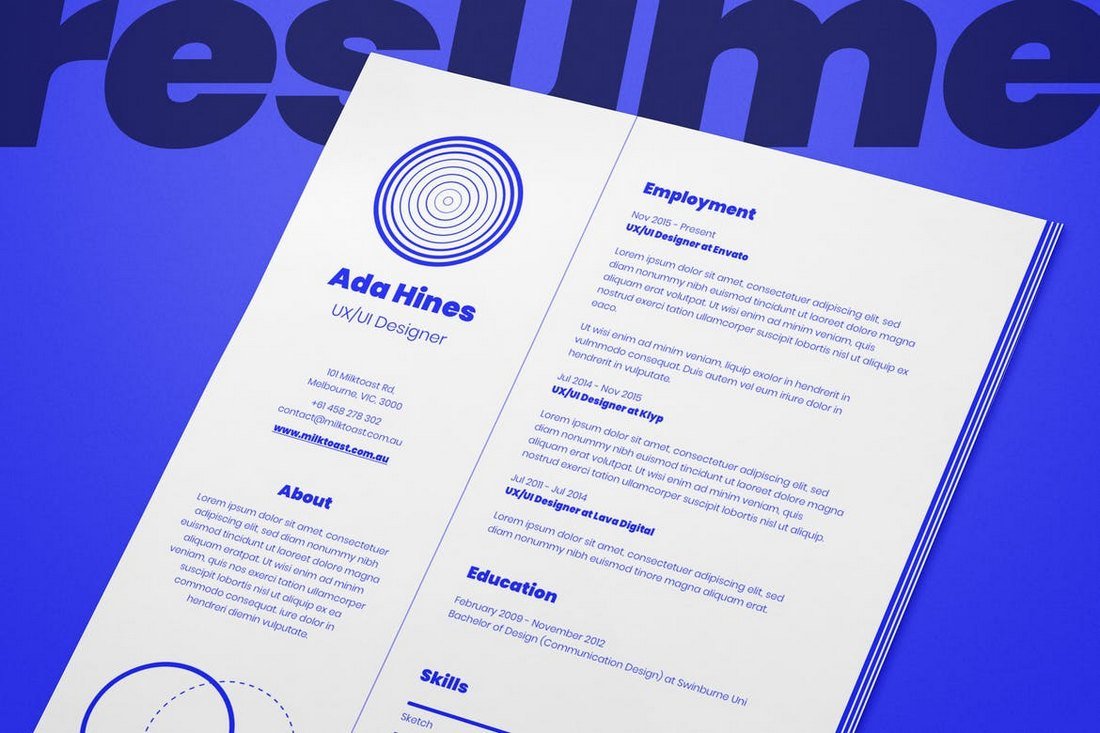 Portrait Resume CV Template with Cover Letter