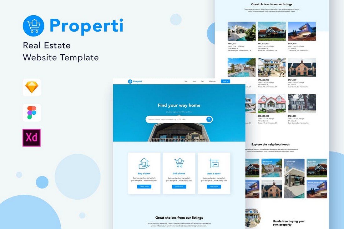 Properti-Real-Estate-Website-Template-for-Adobe-XD 20+ Best Adobe XD Website Templates (Free & Pro) design tips 