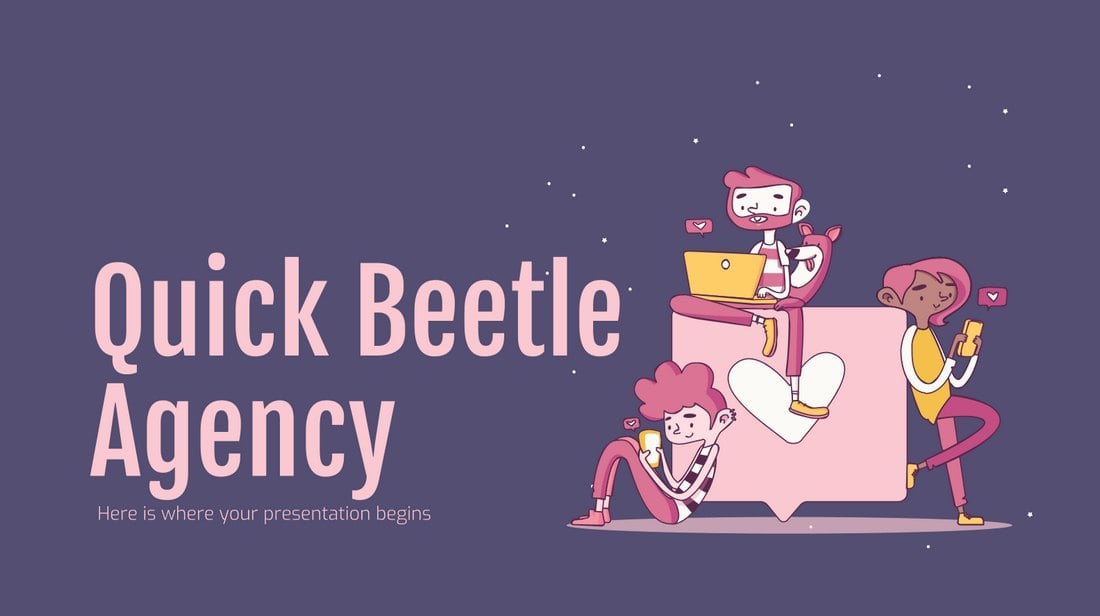 Quick-Beetle-Free-Agency-Profile-PowerPoint-Template 40+ Best Company Profile Templates (Word + PowerPoint) design tips 