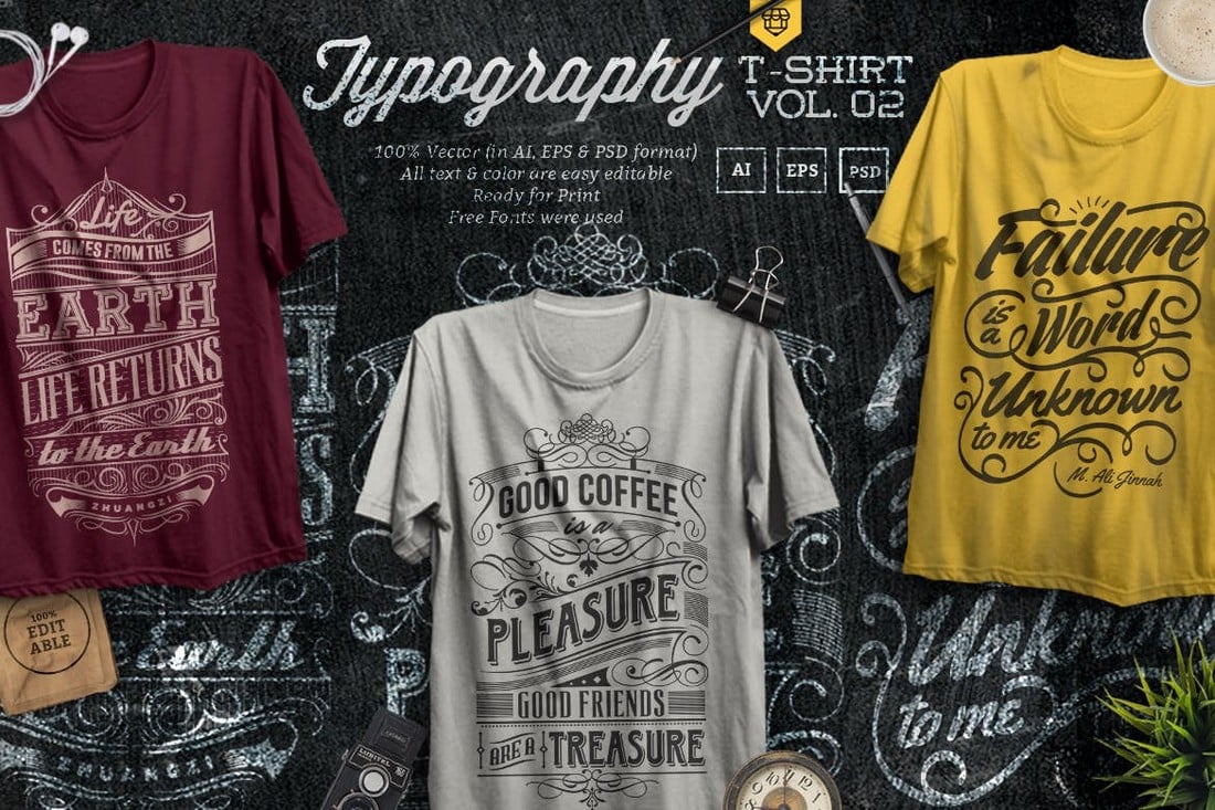 Modèles de conception de t-shirts de typographie de devis