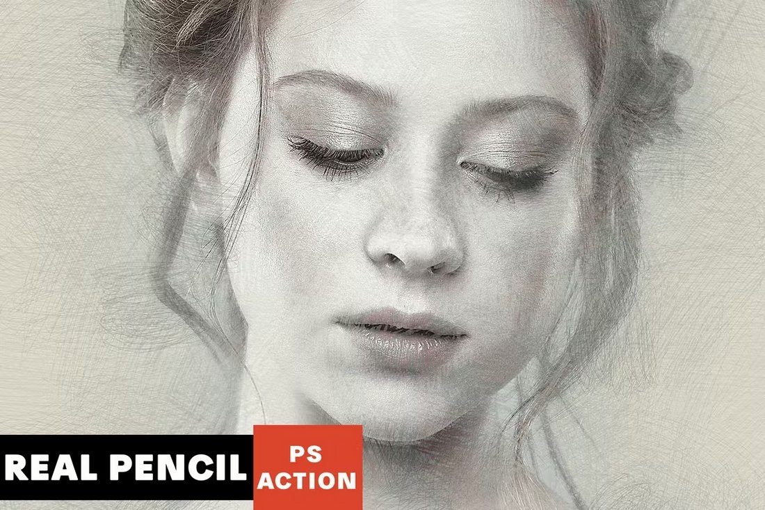 Real-Pencil-Sketch-Photoshop-Action 20+ Photo to Pencil Actions for Photoshop (Sketch + Drawing Effects) design tips 