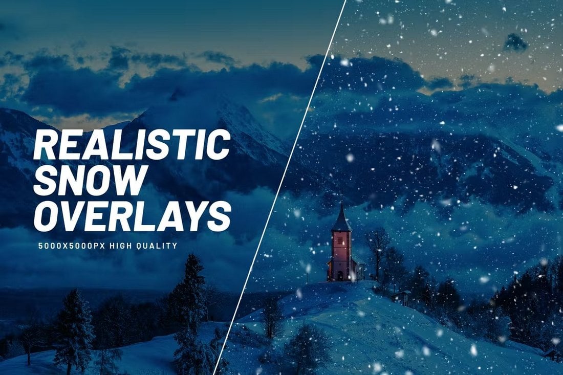 Realistic Snow Overlays Photo Effects