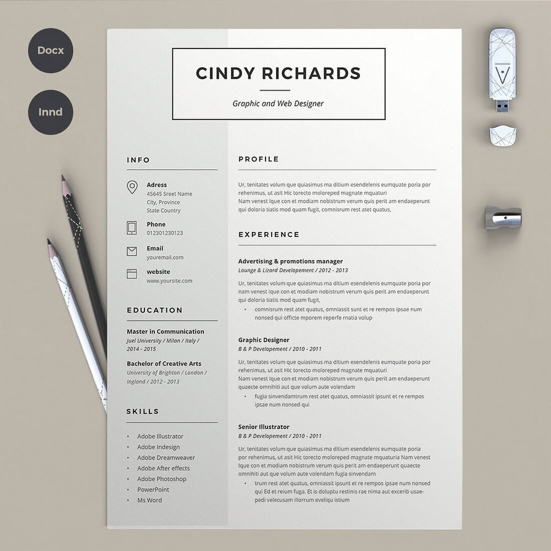 adobe indesign resume