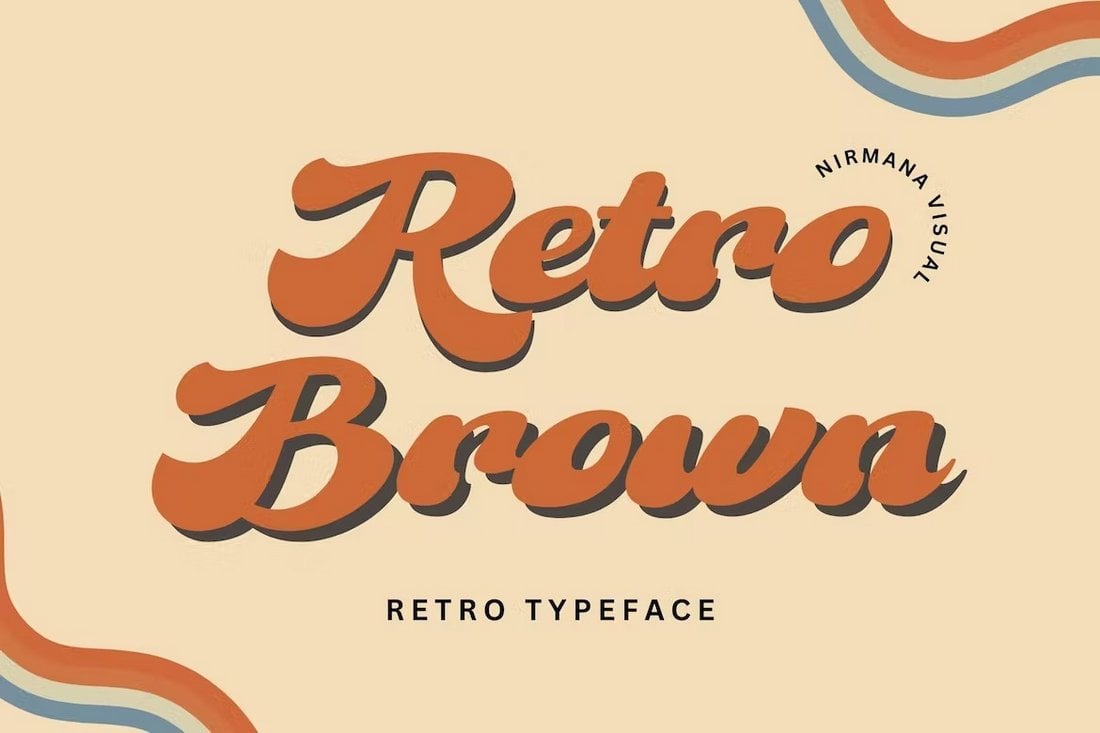 Retro Brown - Huruf Gaya Vintage 70