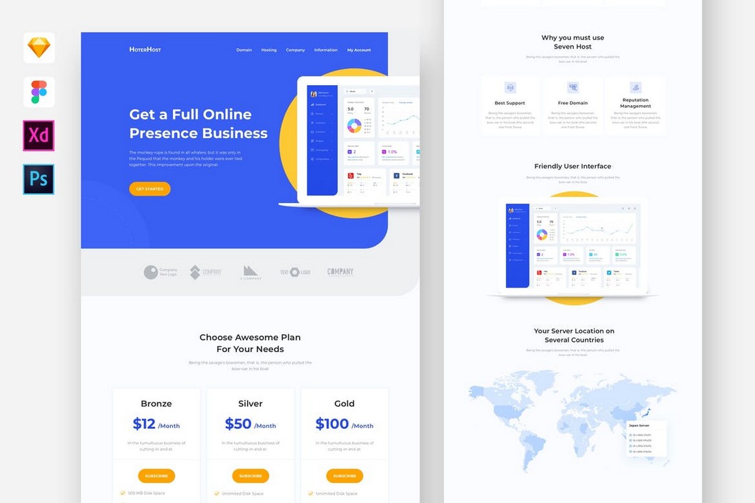 SaaS Business Adobe XD Website Template