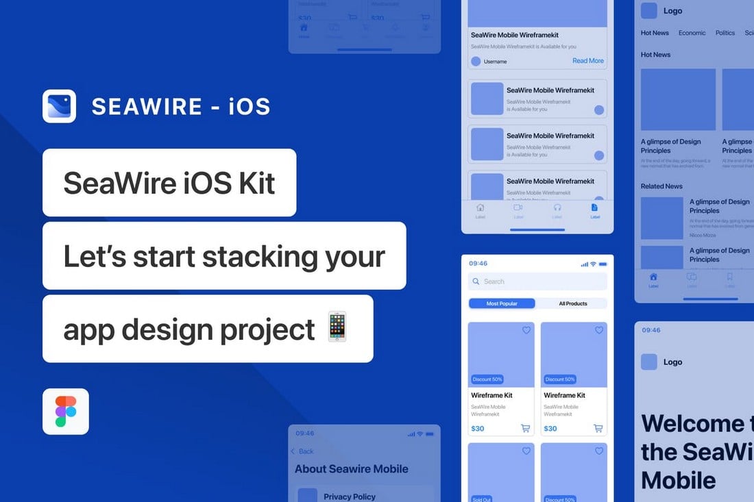 SeaWire - iOS Mobile App Wireframe Kit