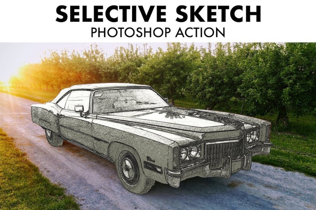 Selective Sketch Photoshop Action