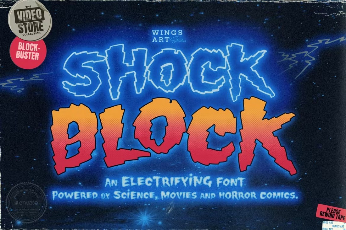 Shock-Block-80s-Retro-Neon-Horror-Font 20+ Best Retro 80’s Fonts (Classic Retro 80’s Typography) design tips 