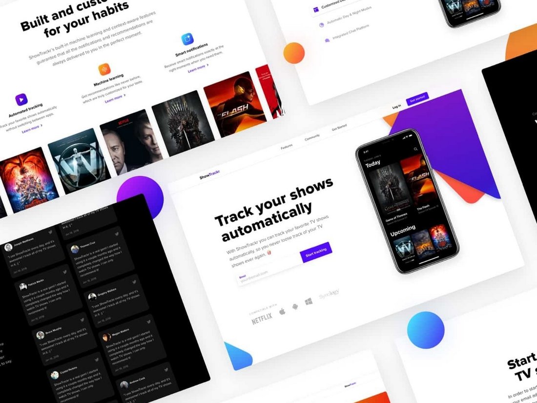 ShowTrackr-Free-Landing-Page-Sketch-Template 40+ Best Sketch Templates of 2020 design tips 