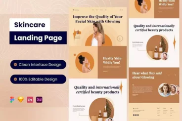 Skincare Landing Page Template for Adobe XD