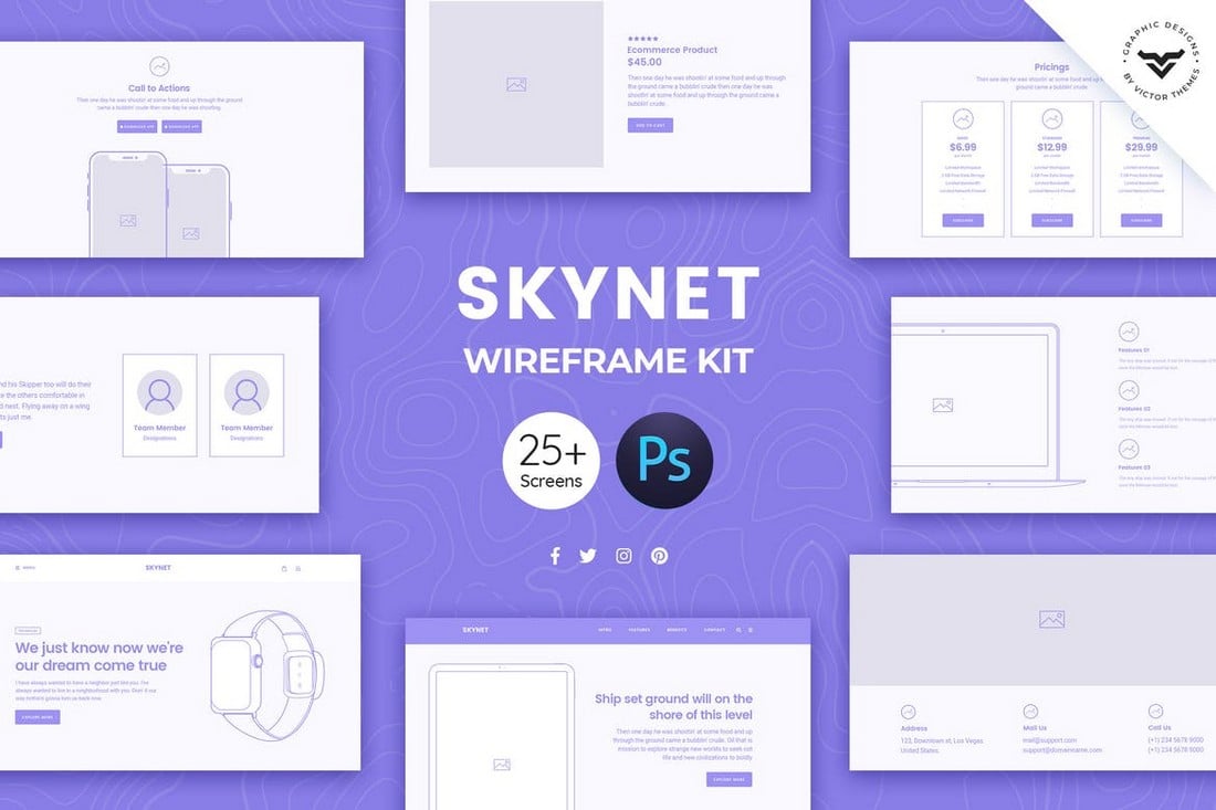 Skynet Web Wireframe Kit PSD Templates