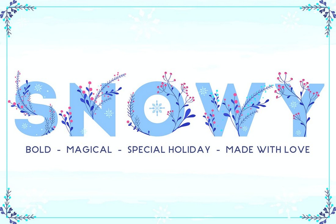 Snowy - Winter Floral Color Font