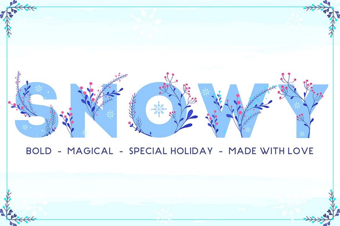 Snowy-Winter-Floral-Color-Font 30+ Best Fonts for Posters design tips 