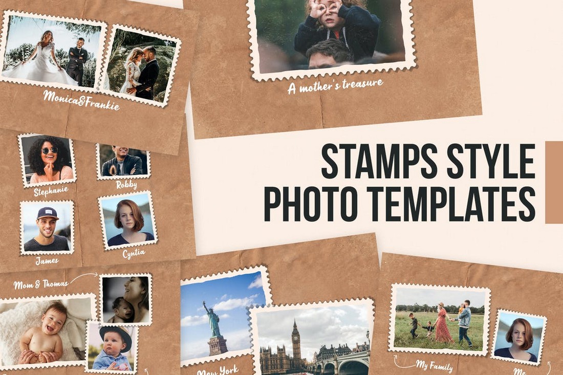 Stamps-Style-Photo-Collage-Templates 20+ Best Photo Collage Templates for Photoshop design tips 