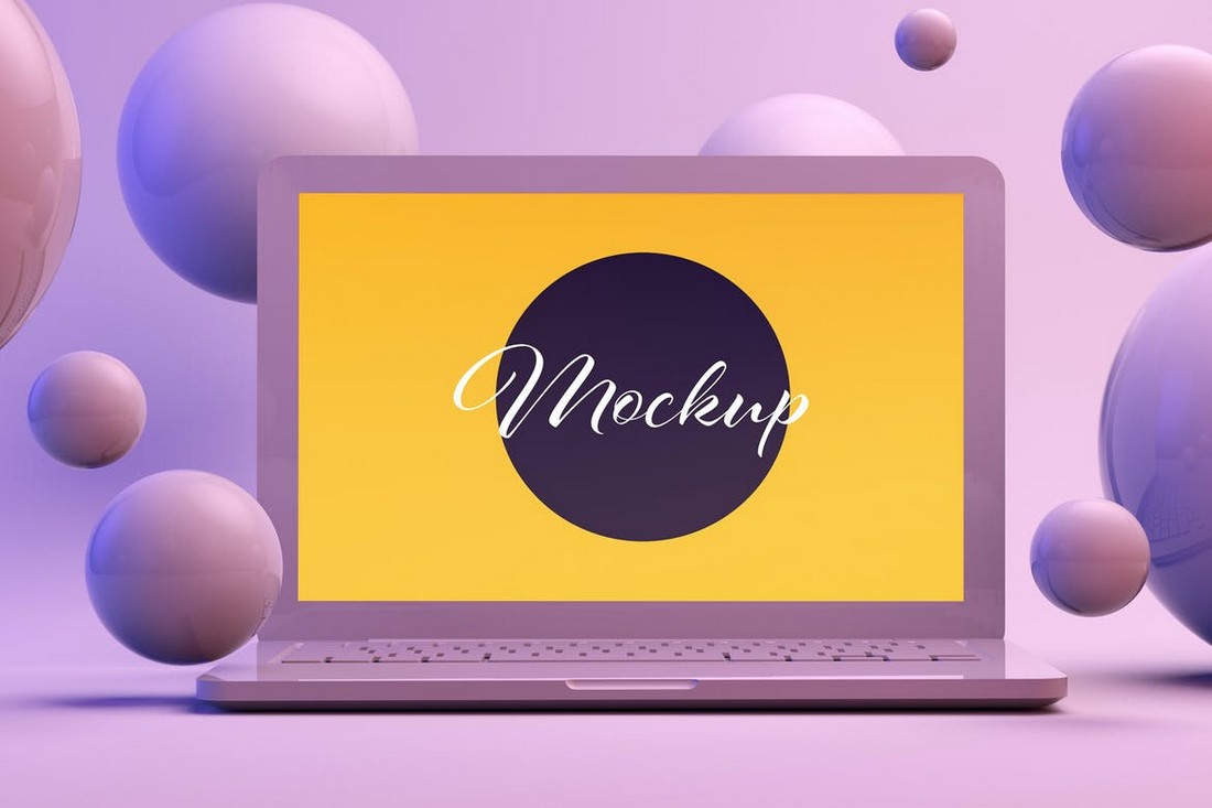 Standing Laptop MacBook Mockup