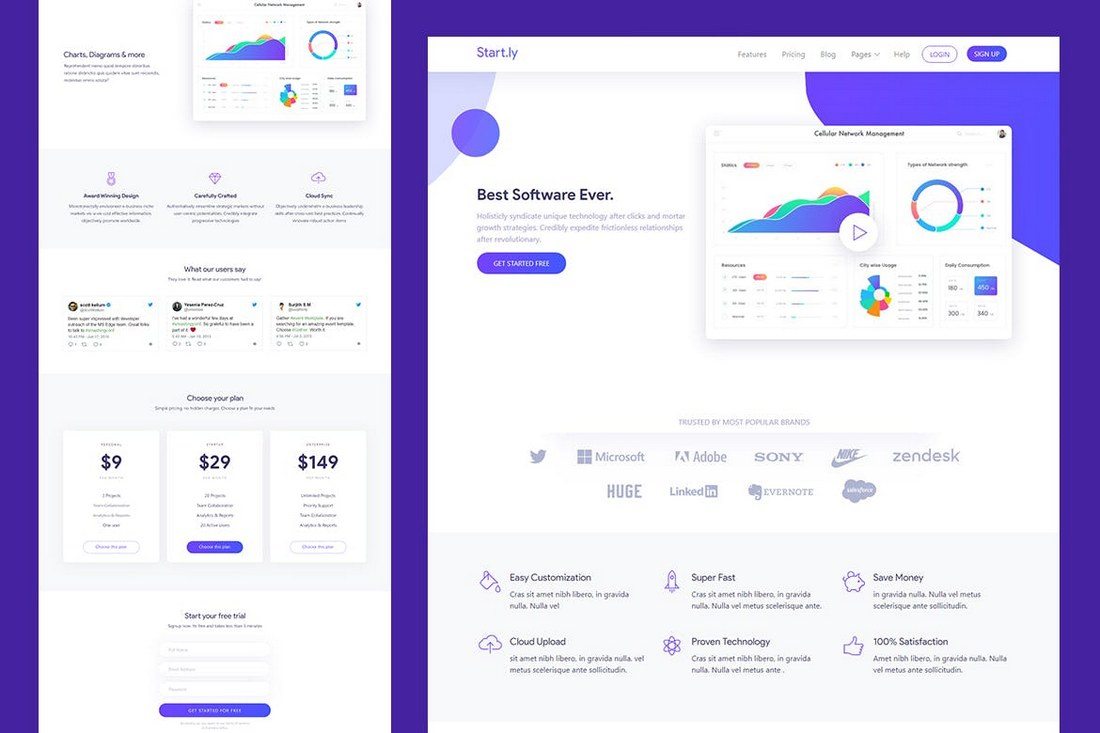 Startly-Software-SaaS-App-Landing-Template 30+ Clean & Minimal Landing Page Templates design tips 