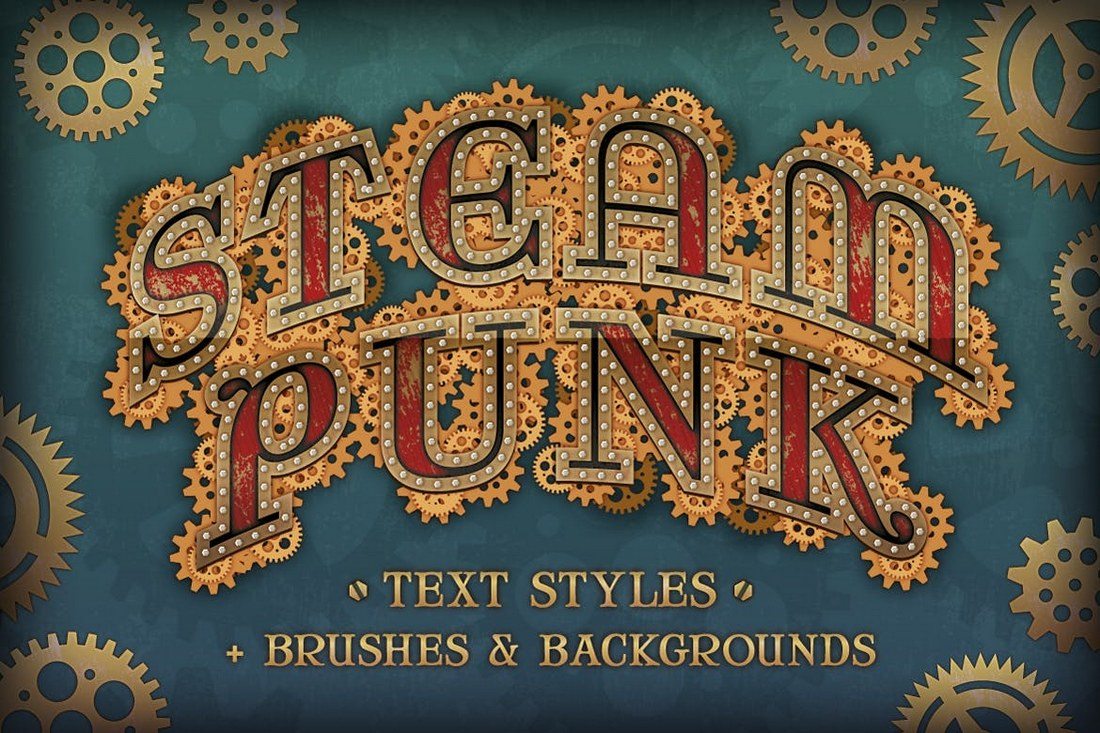 Steam-Punk-Text-Styles-Brushes-and-Backgrounds 30+ Best Retro Text Effects & Styles design tips 