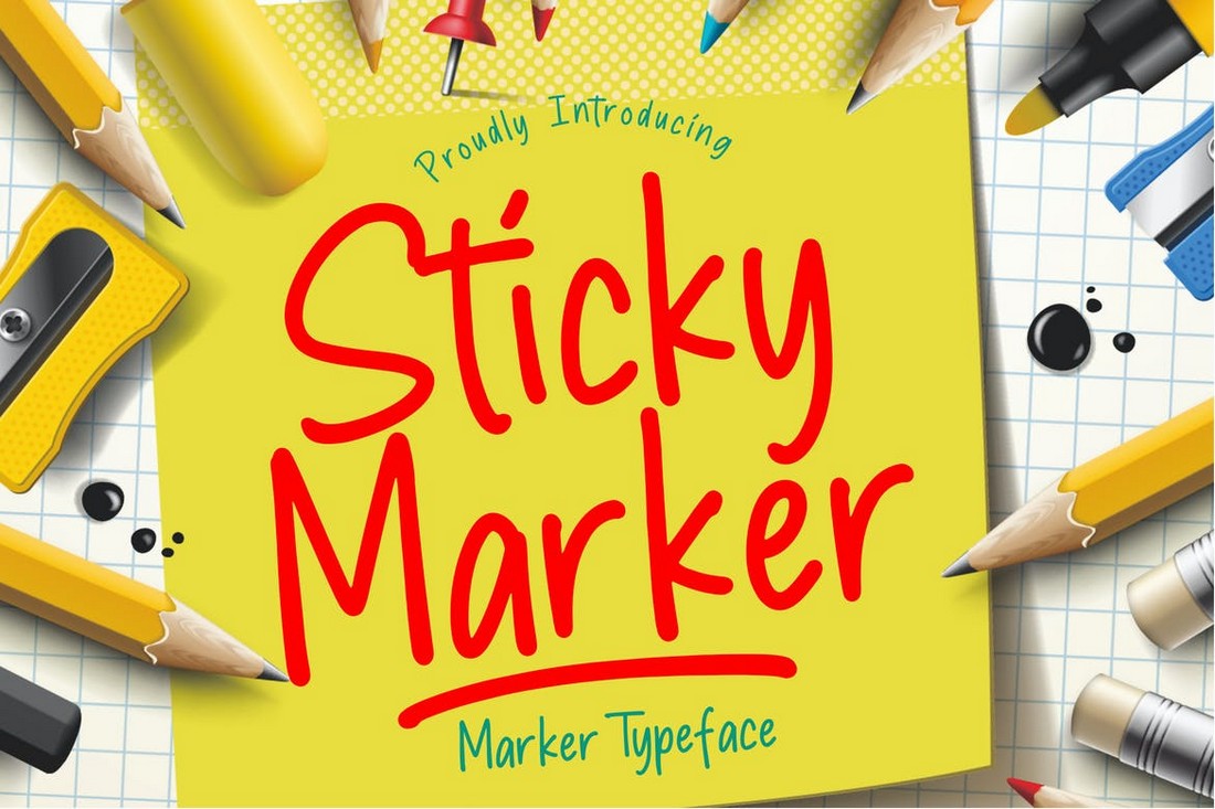 Sticky-Marker-Creative-Marker-Font 20+ Best Marker Fonts for Creative Typography 2022 design tips 