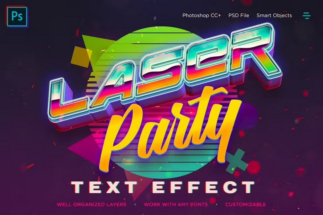 Synthwave Retro Vibrant 3D Text Effects PSD