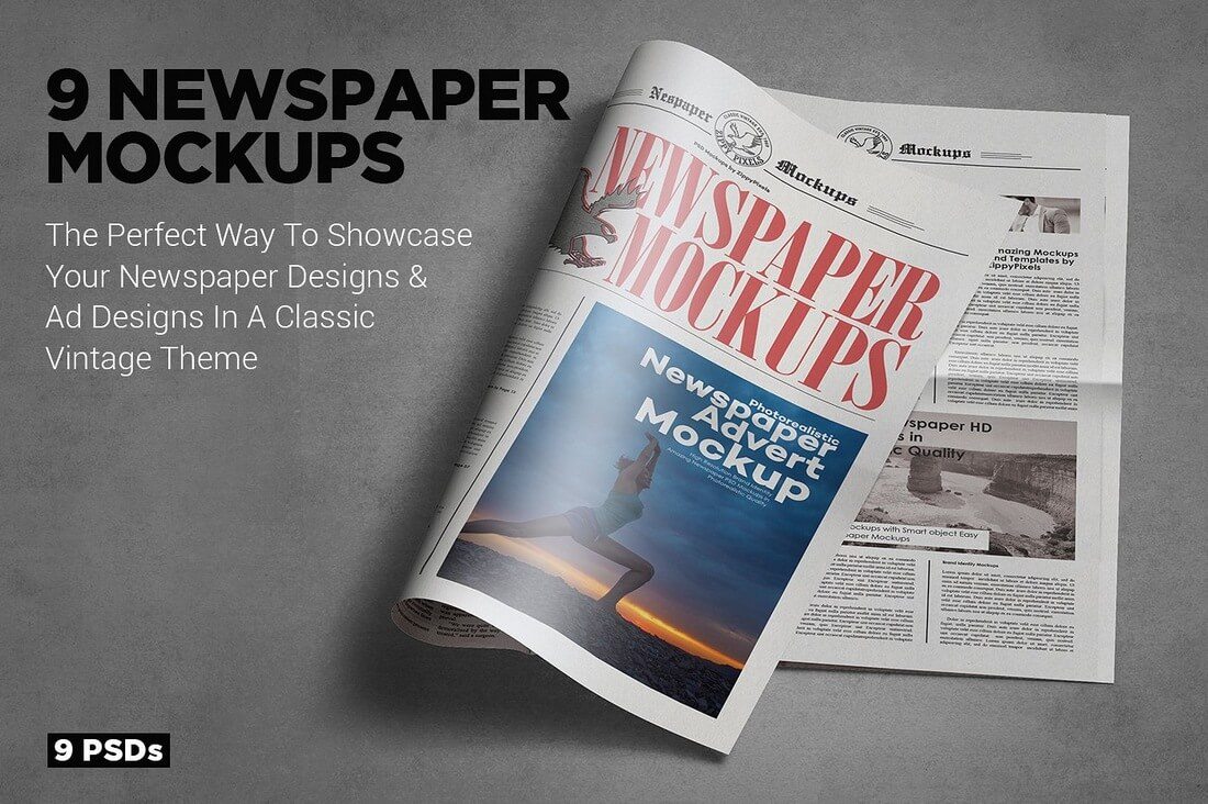 Tabloid-Size-Newspaper-Mockups 40+ Stunning Vintage Mockup Packs & Graphics design tips 