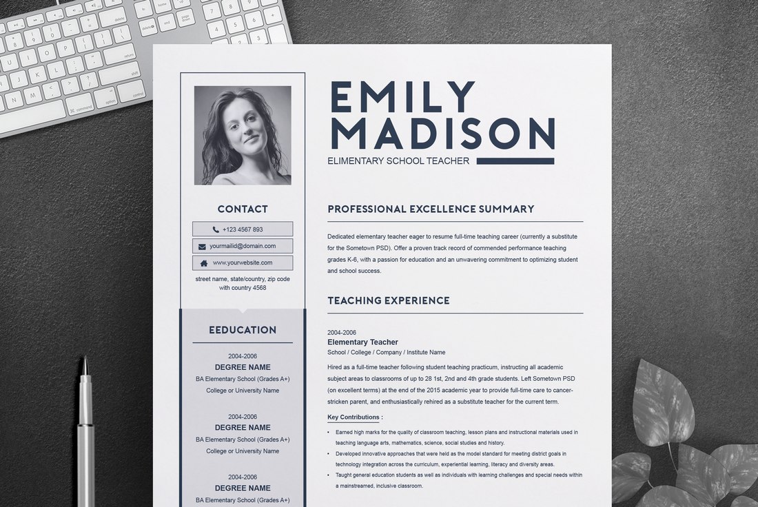 Teacher Resume Template for MS Word