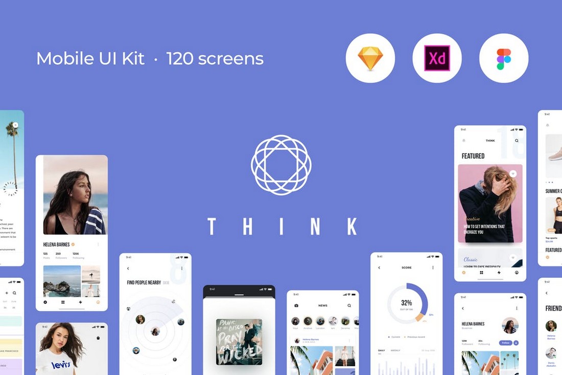 Think-Mobile-UI-Kit-120-Screen-Templates 30+ Best Adobe XD UI Kits + Templates 2020 design tips 