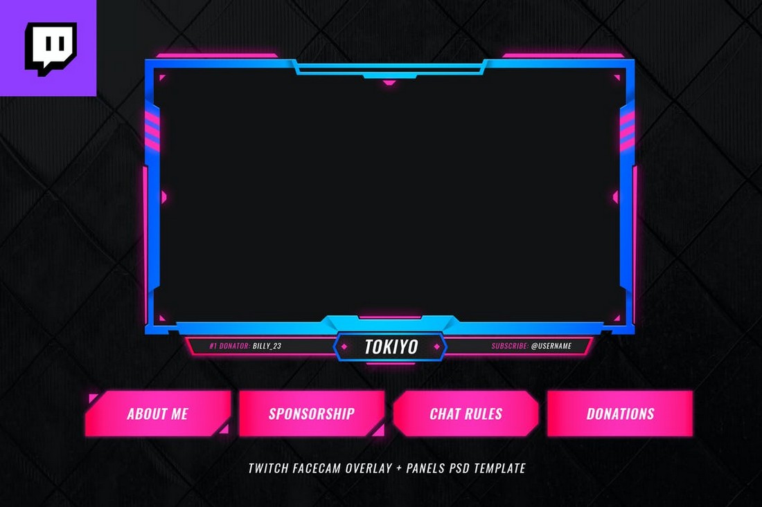 Mockup showing Twitch website with the assets