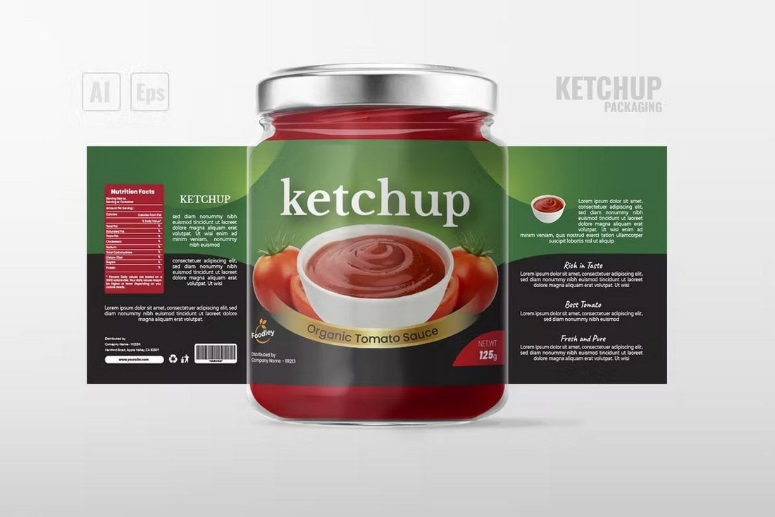 Tomato Sauce Jar Packaging Template